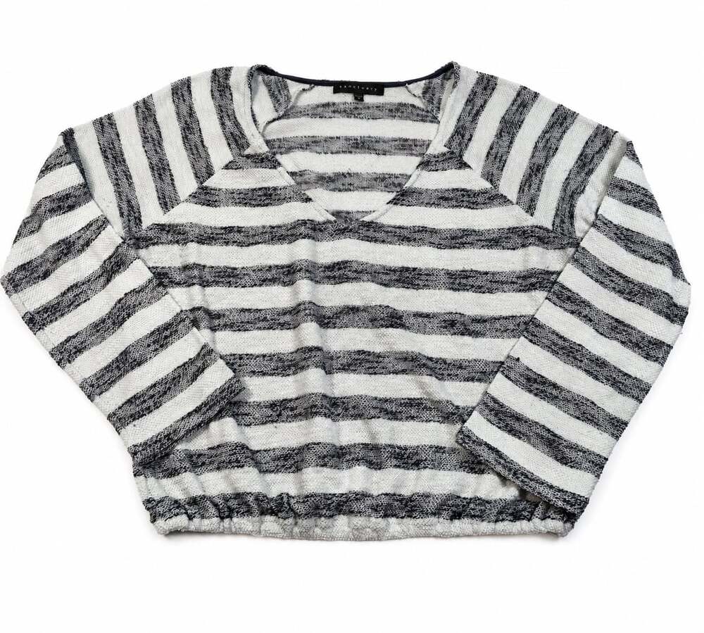 Sanctuary Striped V-Neck Raglan Sleeve Blouse with Elastic Hem Minimalist